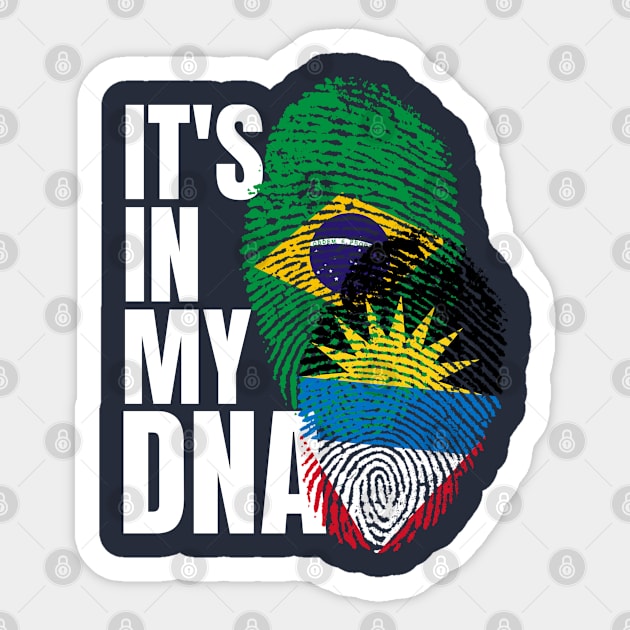 Antigua And Brazilian DNA Mix Flag Heritage Gift Sticker by Just Rep It!!